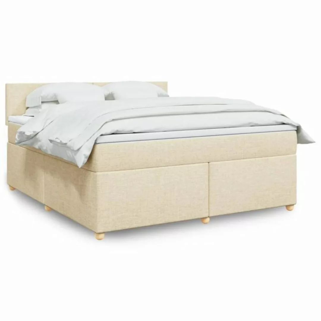 vidaXL Boxspringbett, Boxspringbett mit Matratze Creme 180x200 cm Stoff günstig online kaufen