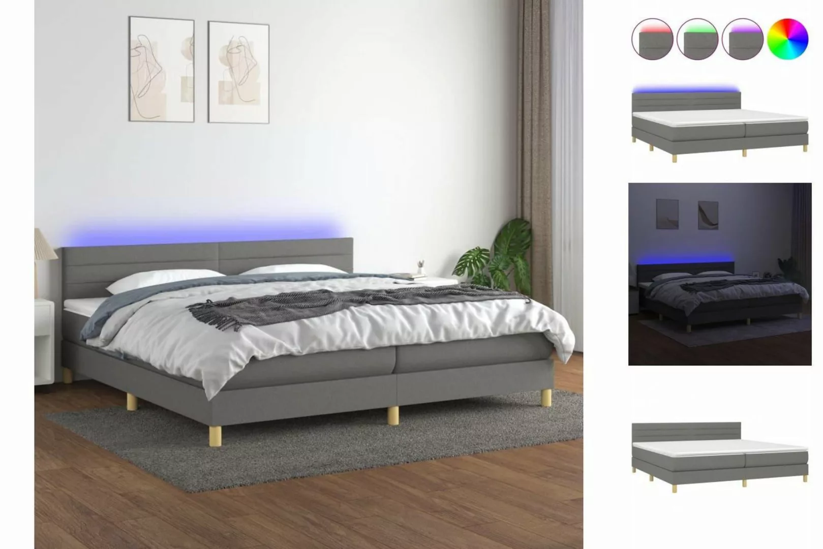 vidaXL Boxspringbett Bett Boxspringbett komplett mit Matratze & LED Stoff ( günstig online kaufen