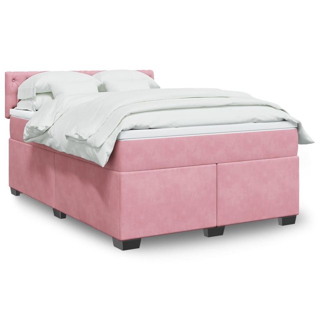 vidaXL Boxspringbett, Boxspringbett mit Matratze Rosa 140x200 cm Samt günstig online kaufen