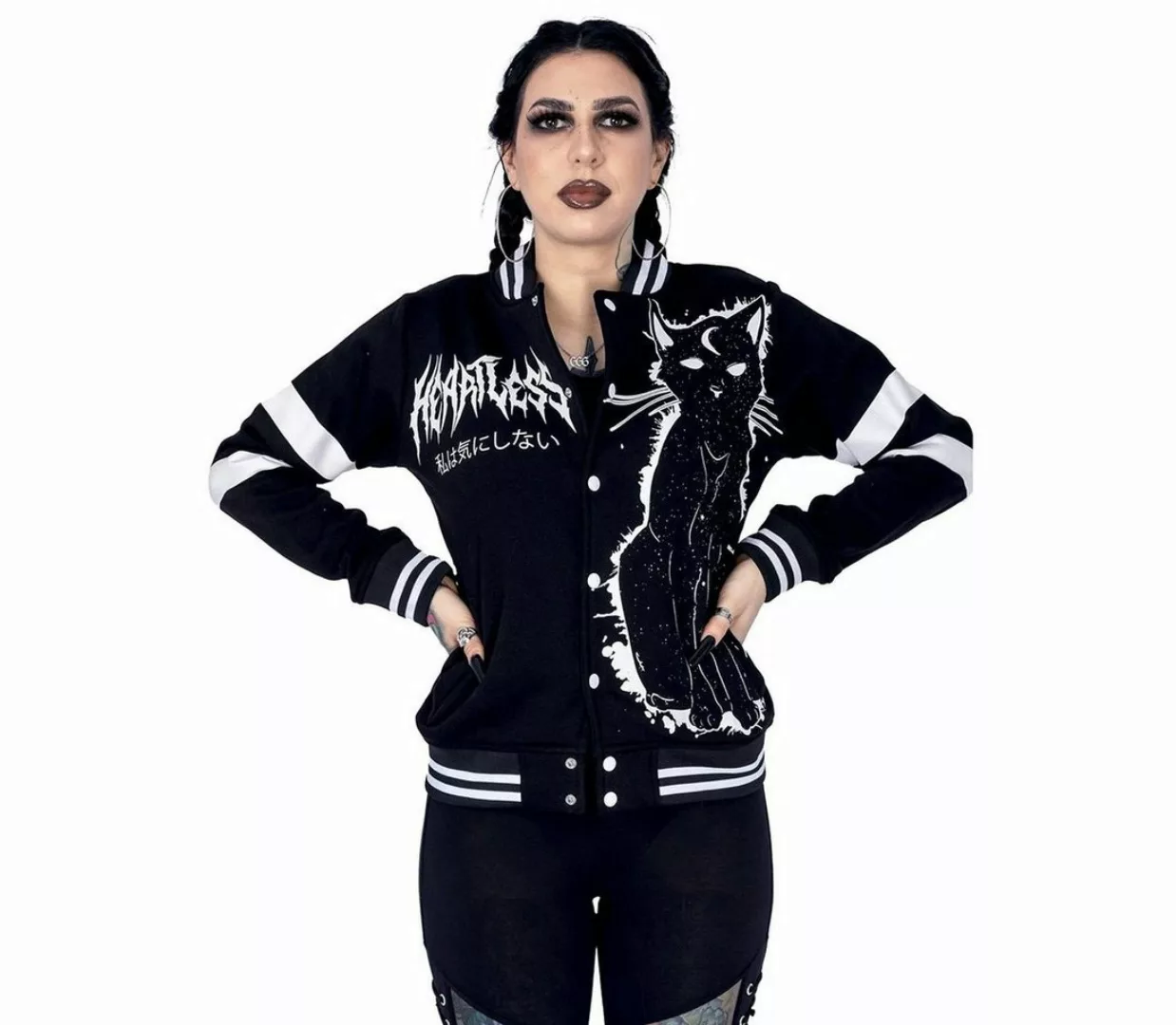 Heartless Collegejacke Moon Kitty Gothic Okkult Symbole Katze Moon Child günstig online kaufen