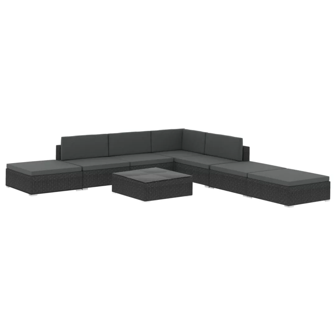 8-tlg. Garten-lounge-set Mit Auflagen Poly Rattan Schwarz günstig online kaufen