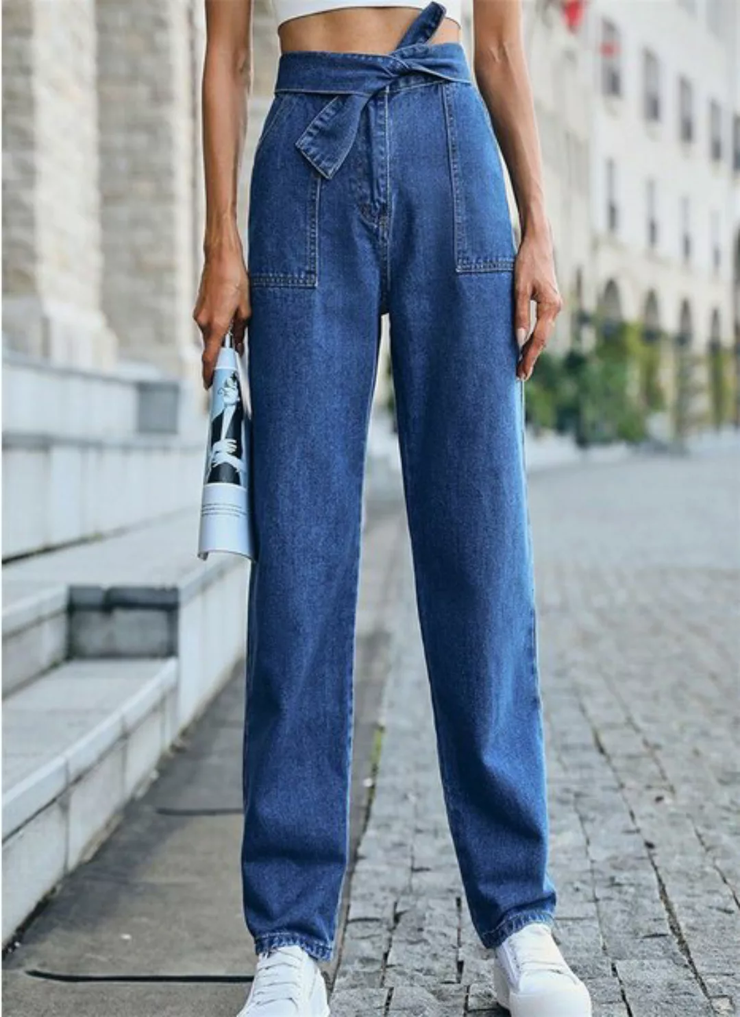 AFAZ New Trading UG Stretch-Jeans Damen-Jeans mit hoher Taille Röhrenjeans günstig online kaufen