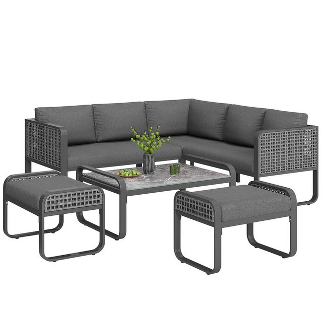 OKWISH Sofa Gartenmöbelset,mit verzinktem Eisengestell, Luxuriöses Rattan G günstig online kaufen