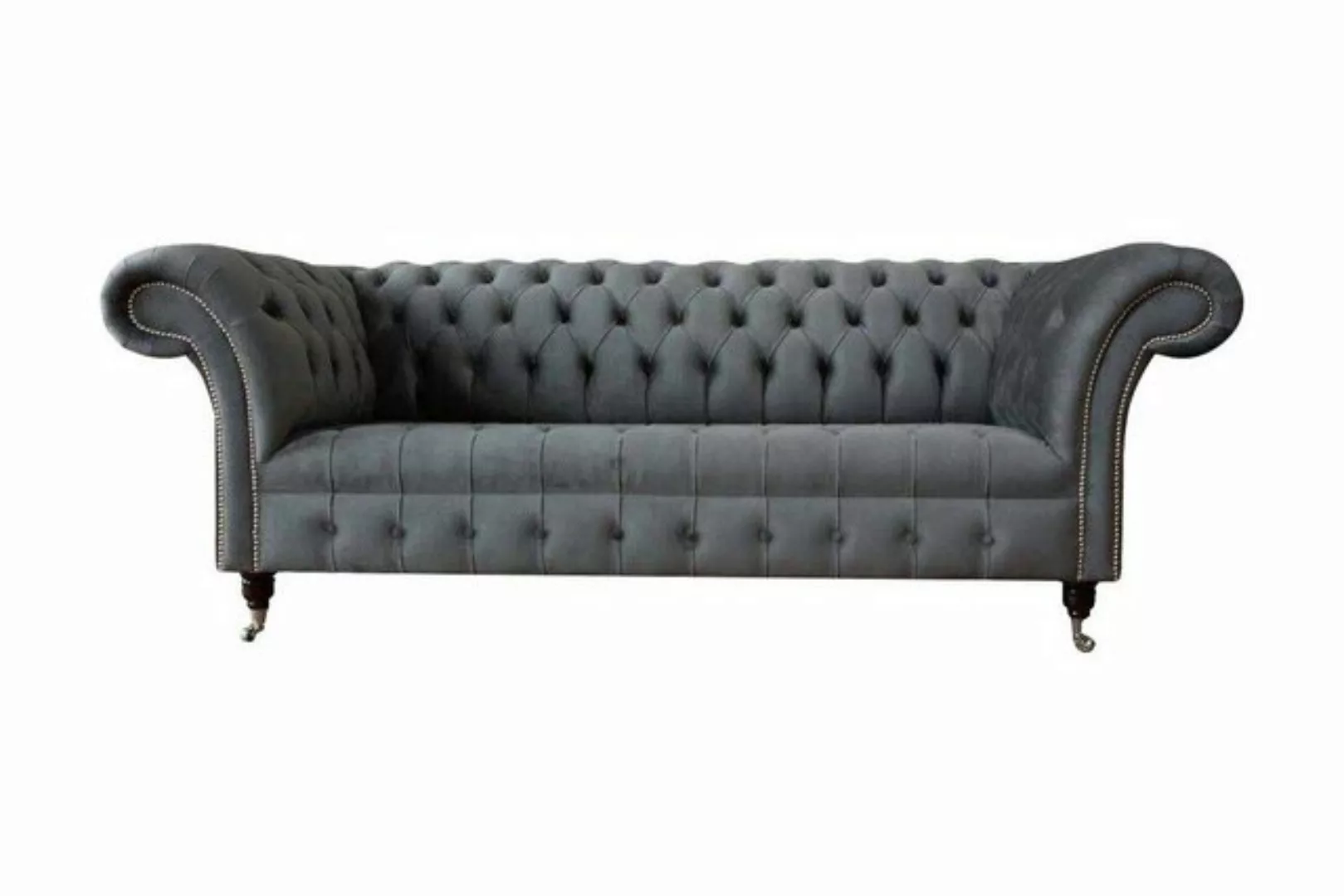 JVmoebel Sofa Englische Chesterfield Sofa Couch Büro Möbel Dreisitz Samt 23 günstig online kaufen