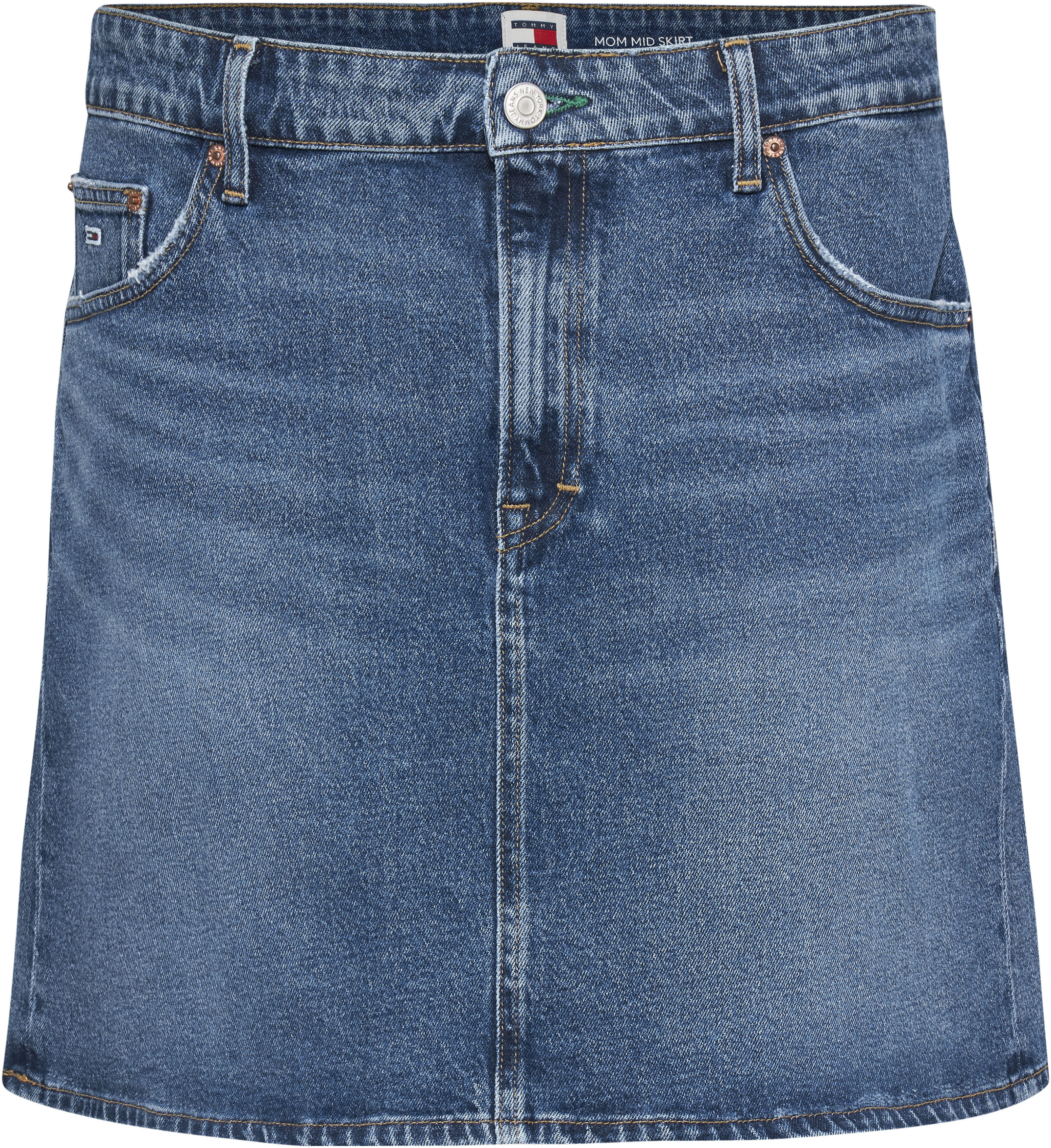 Tommy Jeans Curve Jeansrock CRV MOM UH SKIRT AH6158 Webrock mit Logosticker günstig online kaufen