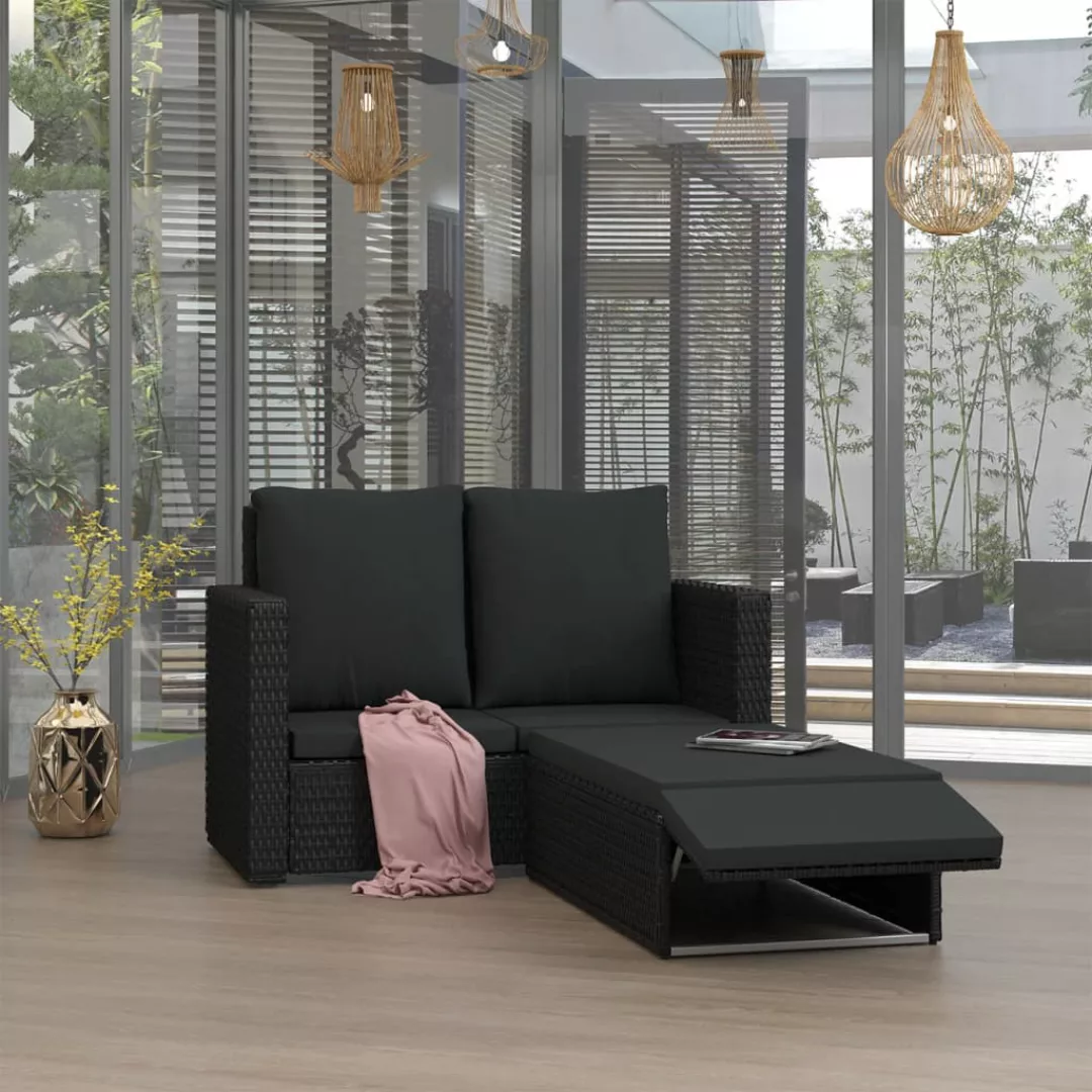 Vidaxl 2-tlg. Garten-lounge-set Mit Kissen Poly Rattan Schwarz günstig online kaufen