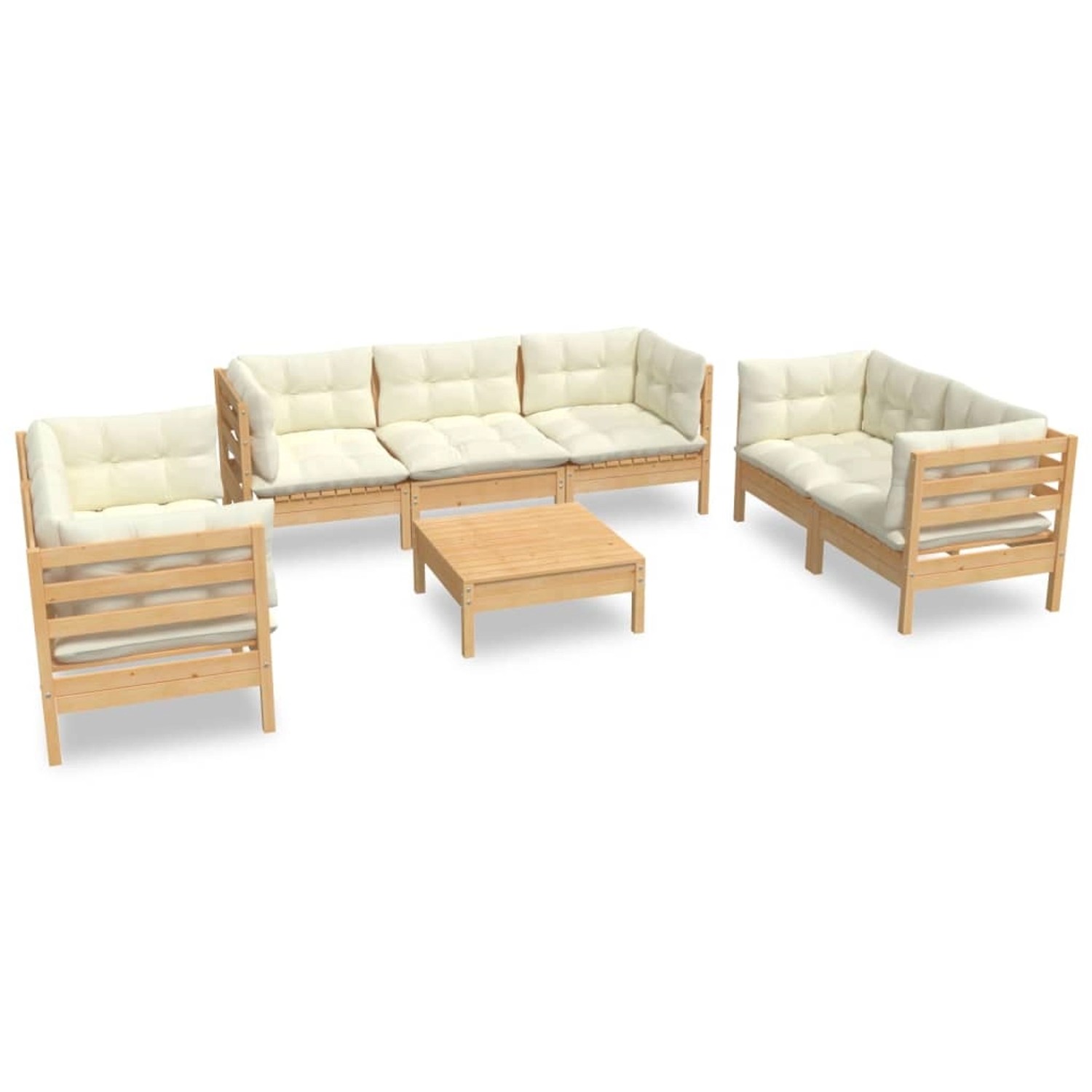 vidaXL 8-tlg Garten-Lounge-Set mit Creme Kissen Massivholz Kiefer Modell 4 günstig online kaufen