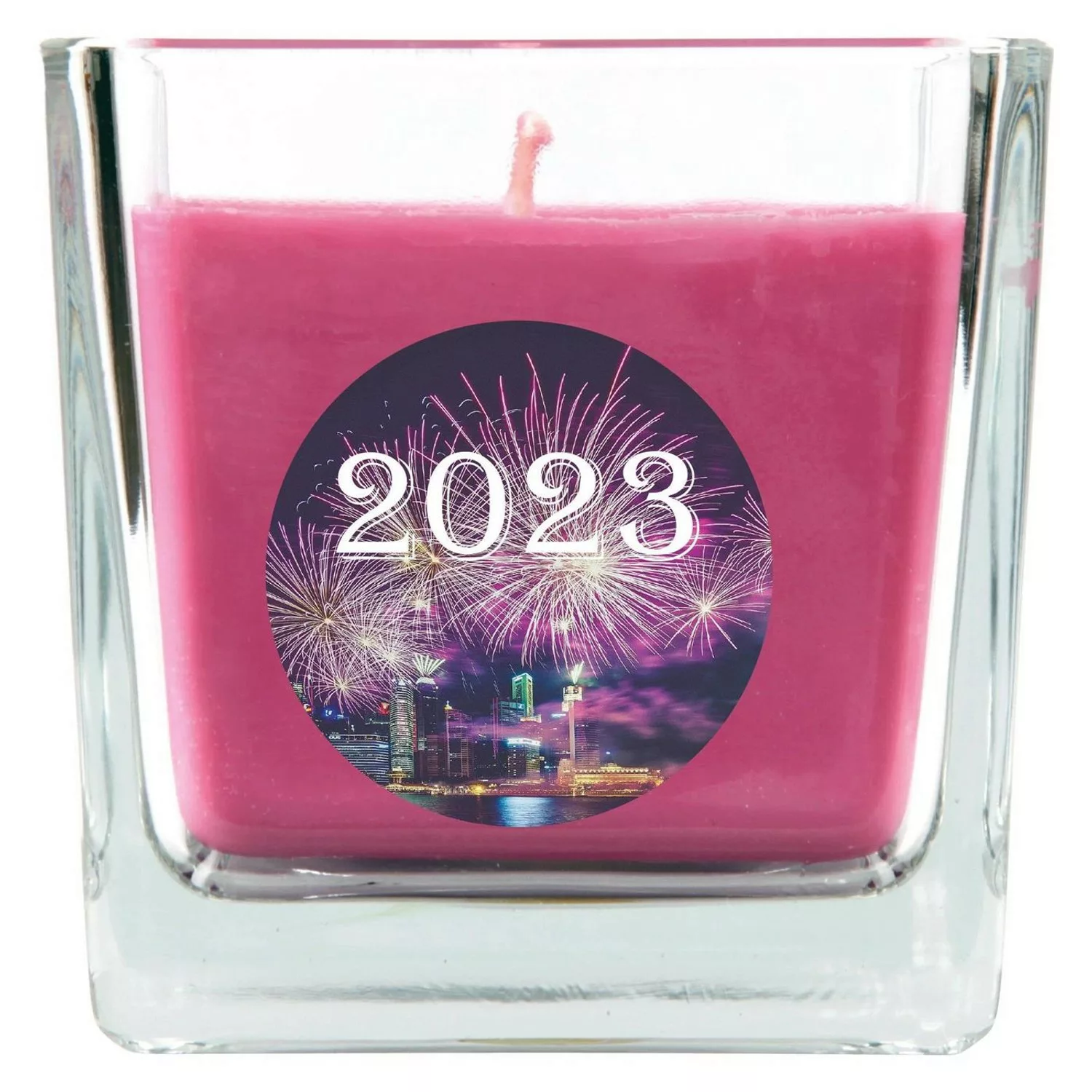 HS Candle Duftkerze & Glas Neujahr Lila Bonbon 50h günstig online kaufen