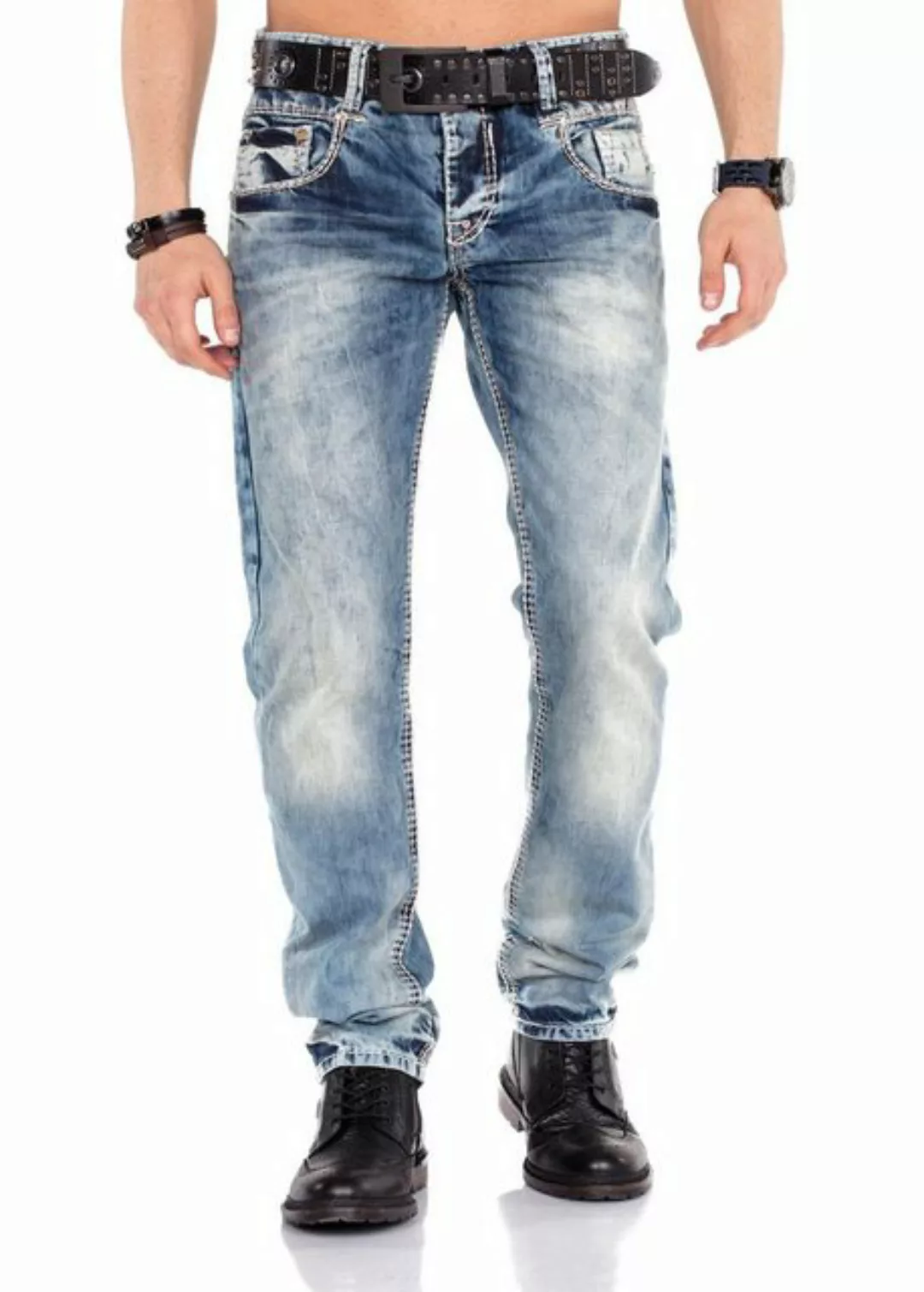 Cipo & Baxx Straight-Jeans stonewashed mit Kontrastnähten günstig online kaufen