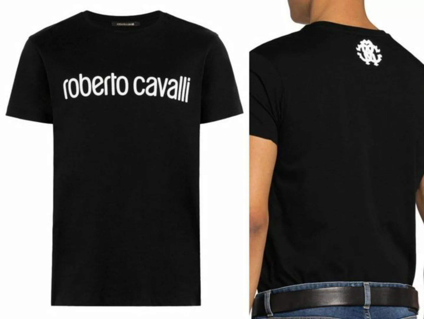 roberto cavalli T-Shirt ROBERTO CAVALLI FIRENZE LOGO PRINT LUXURY CREW NECK günstig online kaufen