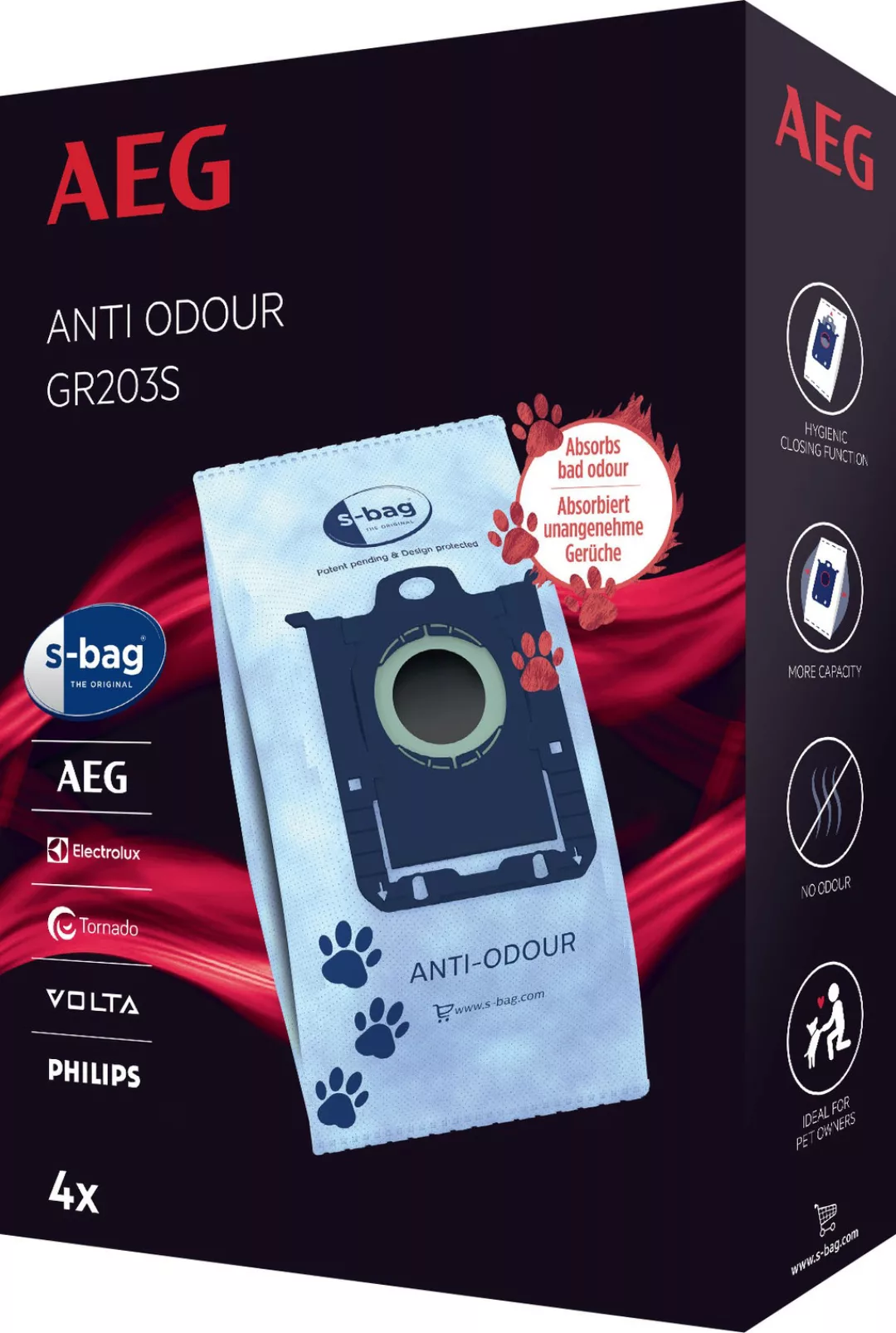 AEG Staubsaugerbeutel »s-bag® Anti-Odour GR203S«, 4er- Pack günstig online kaufen