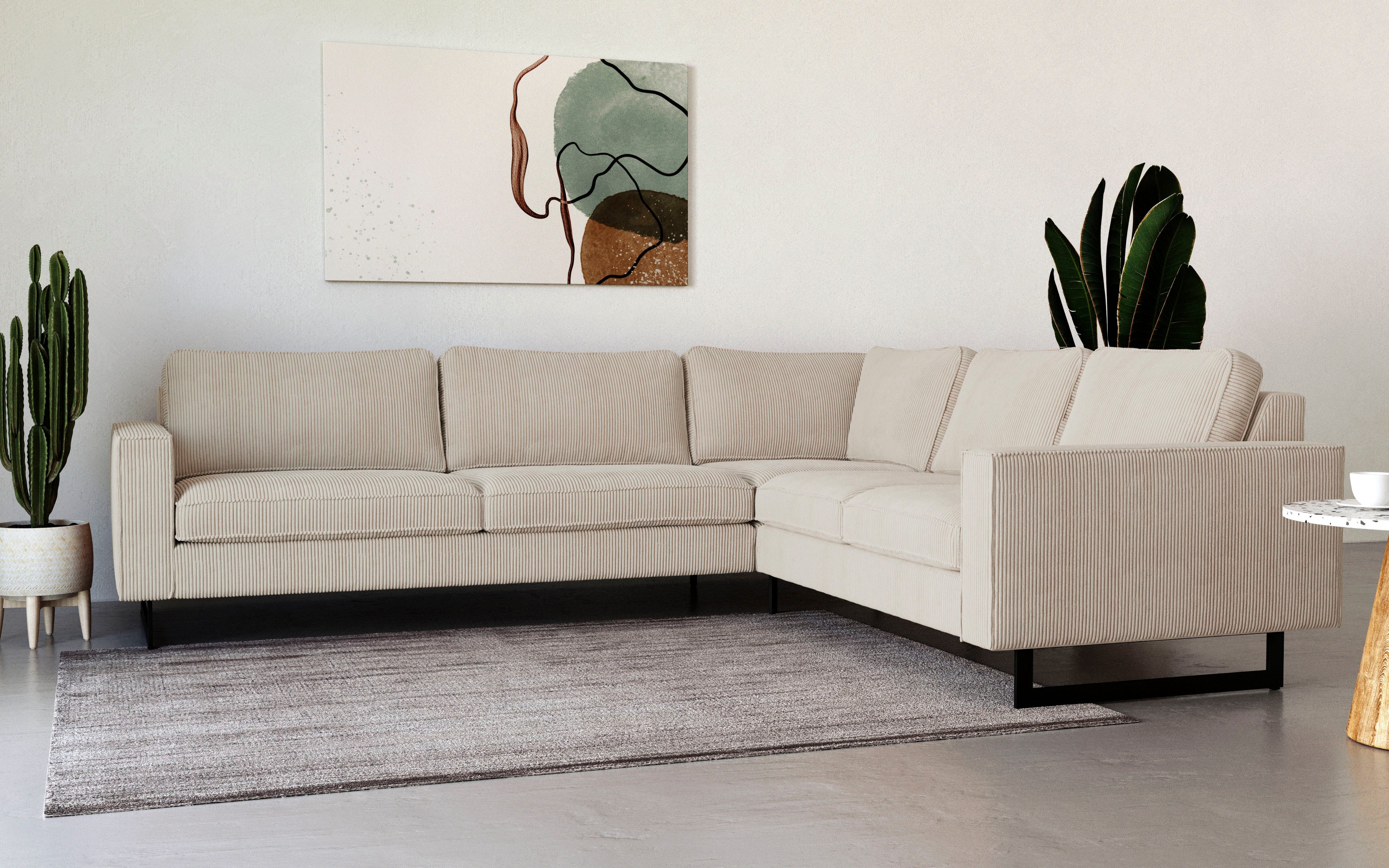 Places of Style Ecksofa "Pinto, XXL, 250/290 cm, langer Schenkel, Ottomane" günstig online kaufen