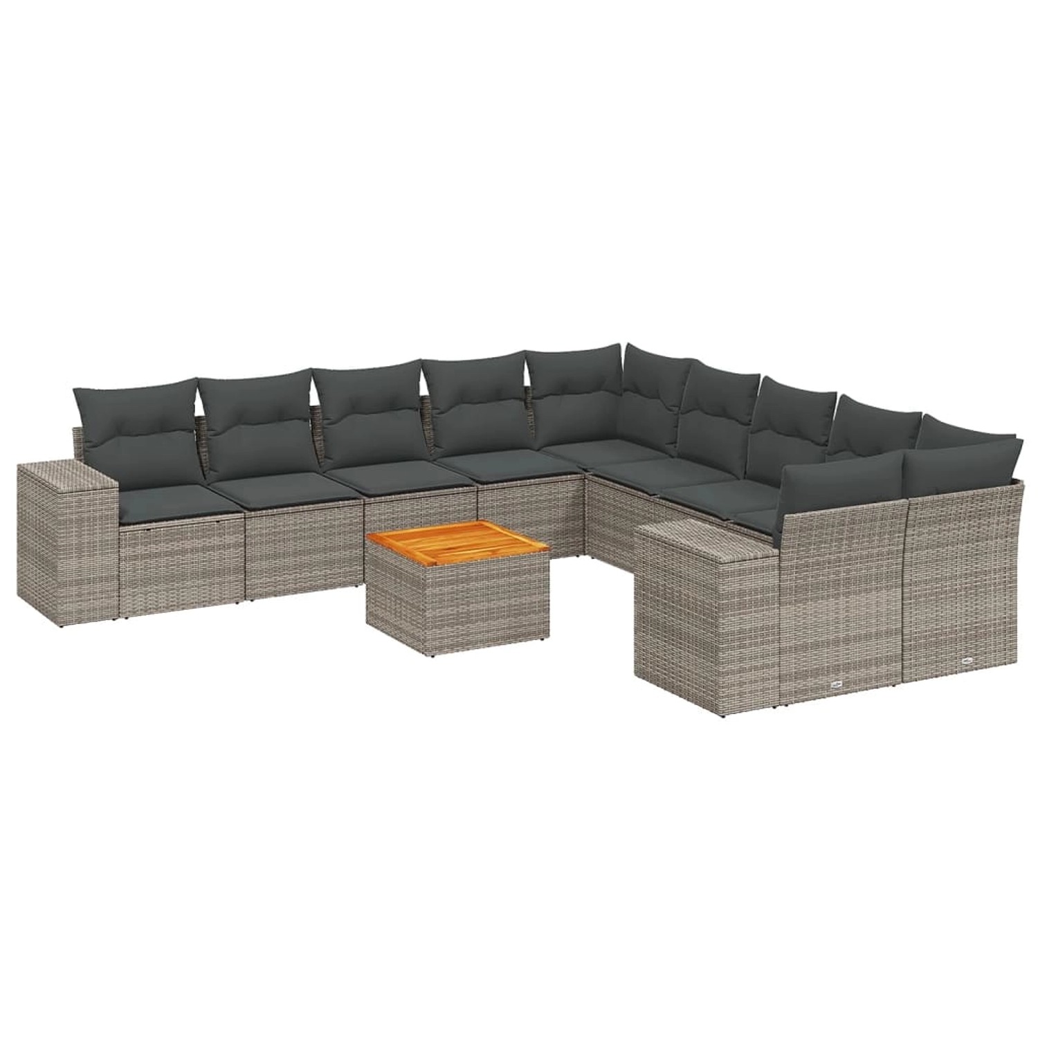 vidaXL 11-tlg Garten-Sofagarnitur mit Kissen Grau Poly Rattan Modell 46 günstig online kaufen