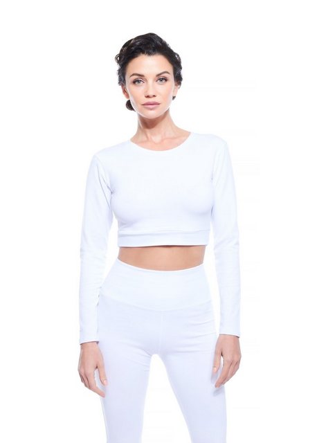 Evoni Crop-Top Damen Langarmshirt Baumwolle Bauchfrei günstig online kaufen