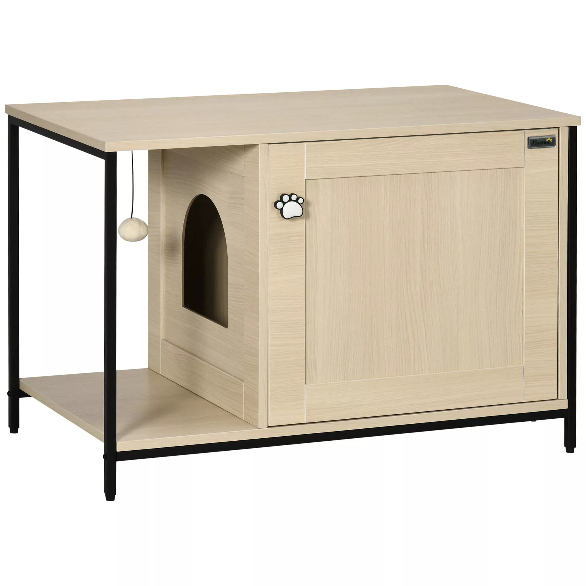 PawHut Katzenschrank  Katzentoilette im Schrankdesign, mit Spielball & Beis günstig online kaufen