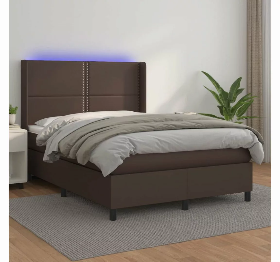 vidaXL Boxspringbett Boxspringbett mit Matratze und LED Kunstleder (140 x 1 günstig online kaufen