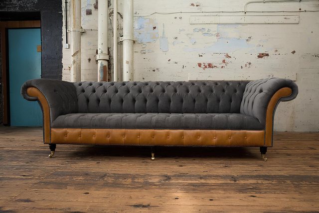 Xlmoebel Sofa Luxuriöses Chesterfield-Polsterdesign XXL-Sofa aus Leder für günstig online kaufen