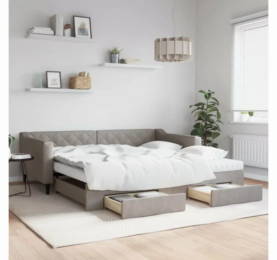 vidaXL Gästebett Gästebett Tagesbett Ausziehbar mit Schubladen Taupe 100x20 günstig online kaufen