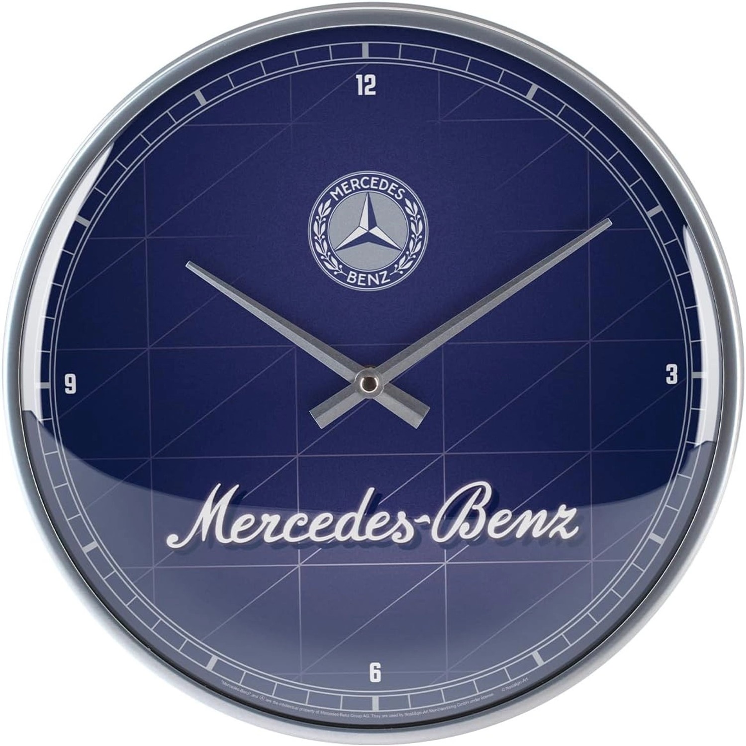 Nostalgic-Art Wanduhr Mercedes-Benz Silver & Blue günstig online kaufen