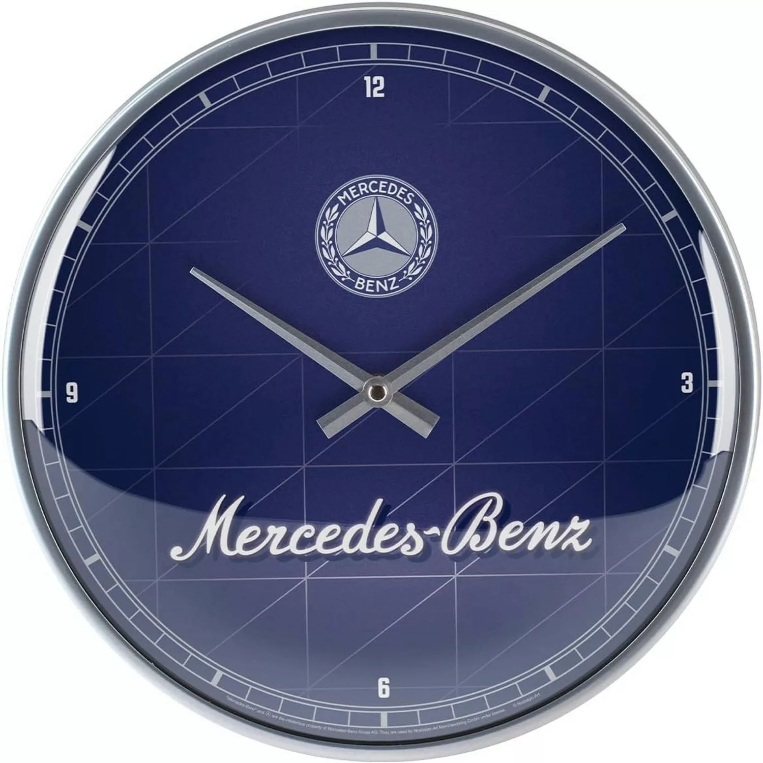 Nostalgic-Art Wanduhr Mercedes-Benz Silver & Blue günstig online kaufen