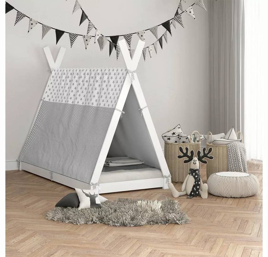 VitaliSpa Kinderbett Hausbett Tipi + Überwurf 90x200cm Indianerzelt Indiane günstig online kaufen