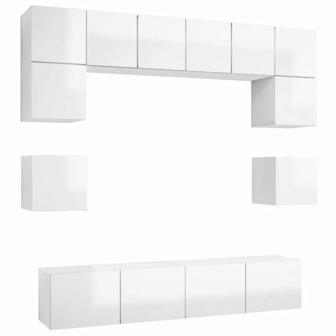 furnicato TV-Schrank 8-tlg. TV-Schrank-Set Hochglanz-Weiß Holzwerkstoff (1- günstig online kaufen