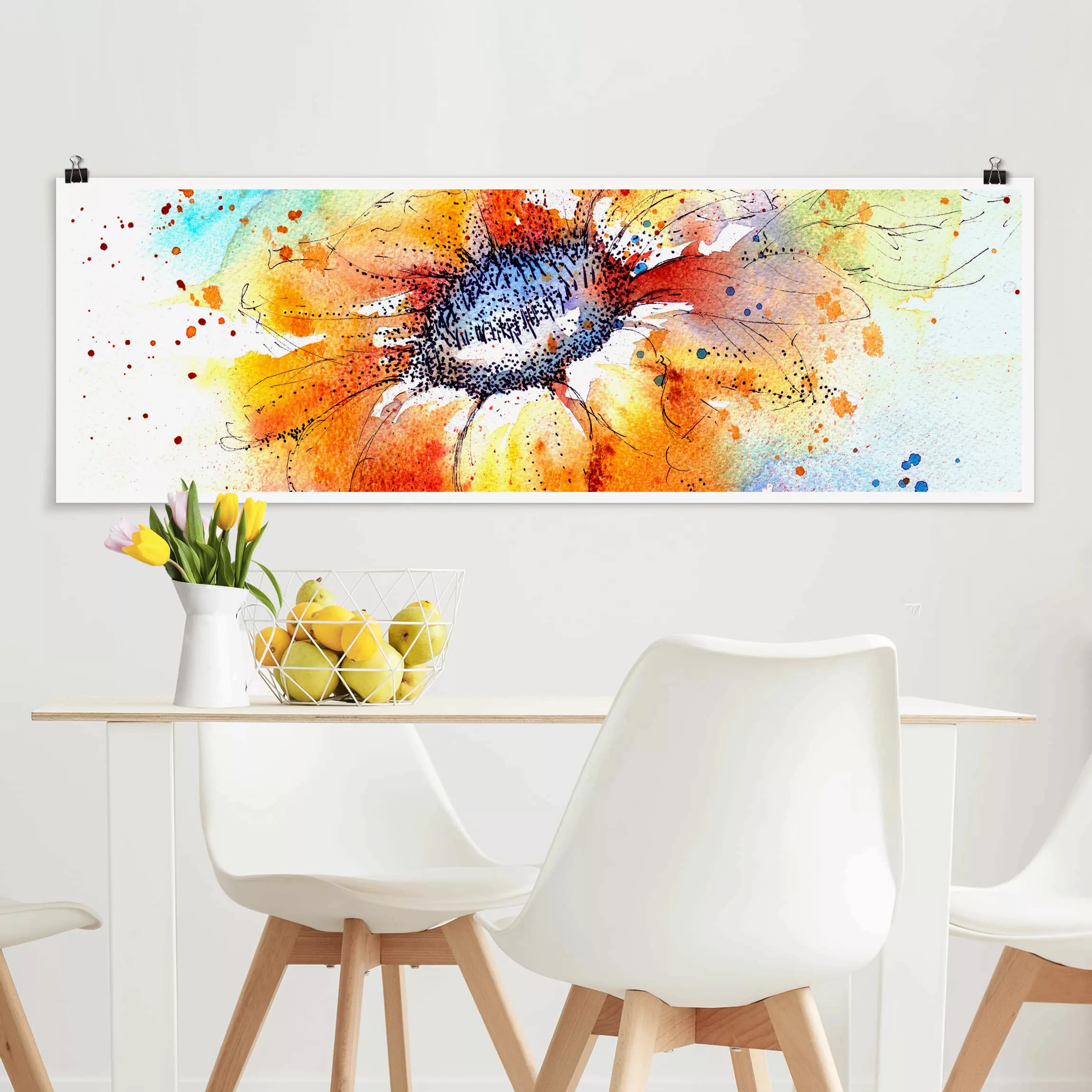 Panorama Poster Blumen Painted Sunflower günstig online kaufen