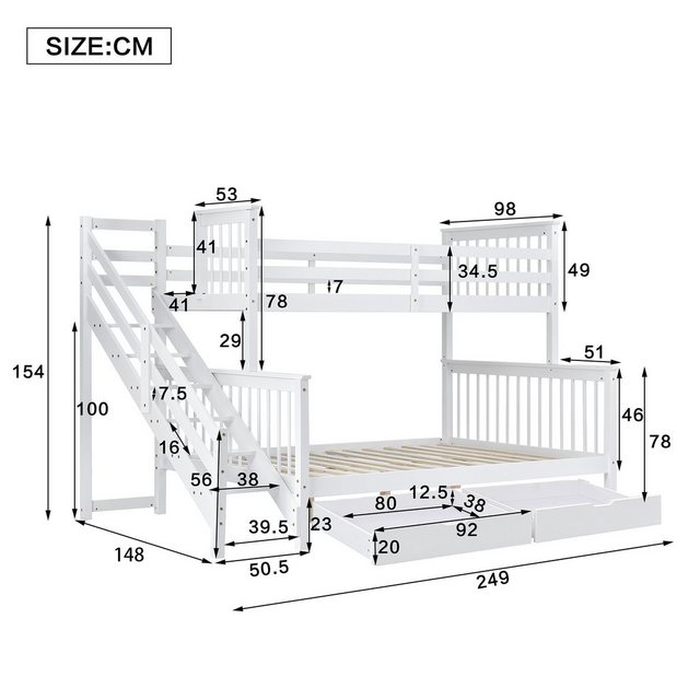 HAUSS SPLOE Etagenbett 90x200&140x200cm mit Seitenleiter, Fallschutzgitter, günstig online kaufen