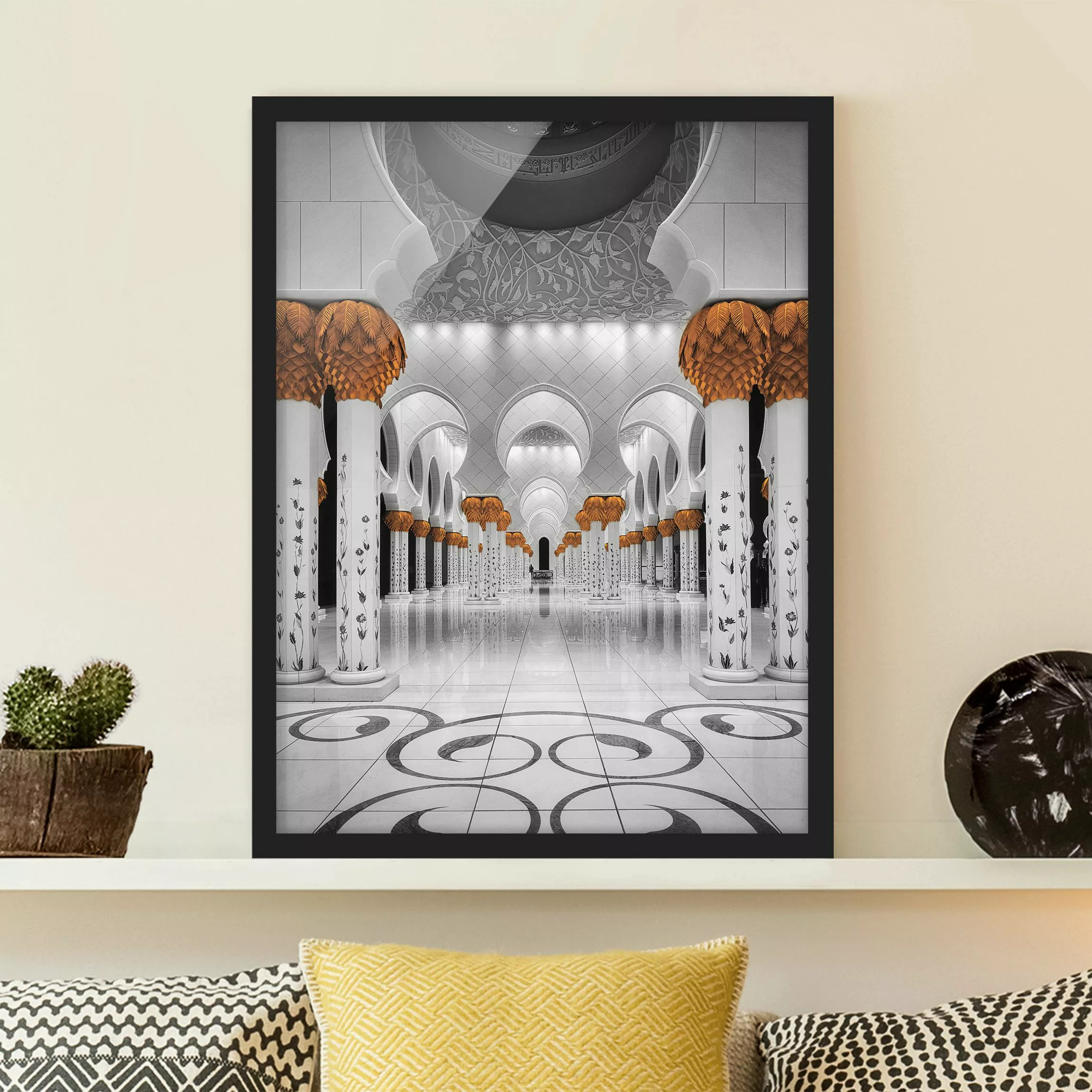 Bild mit Rahmen Muster & Textur - Hochformat In der Moschee günstig online kaufen