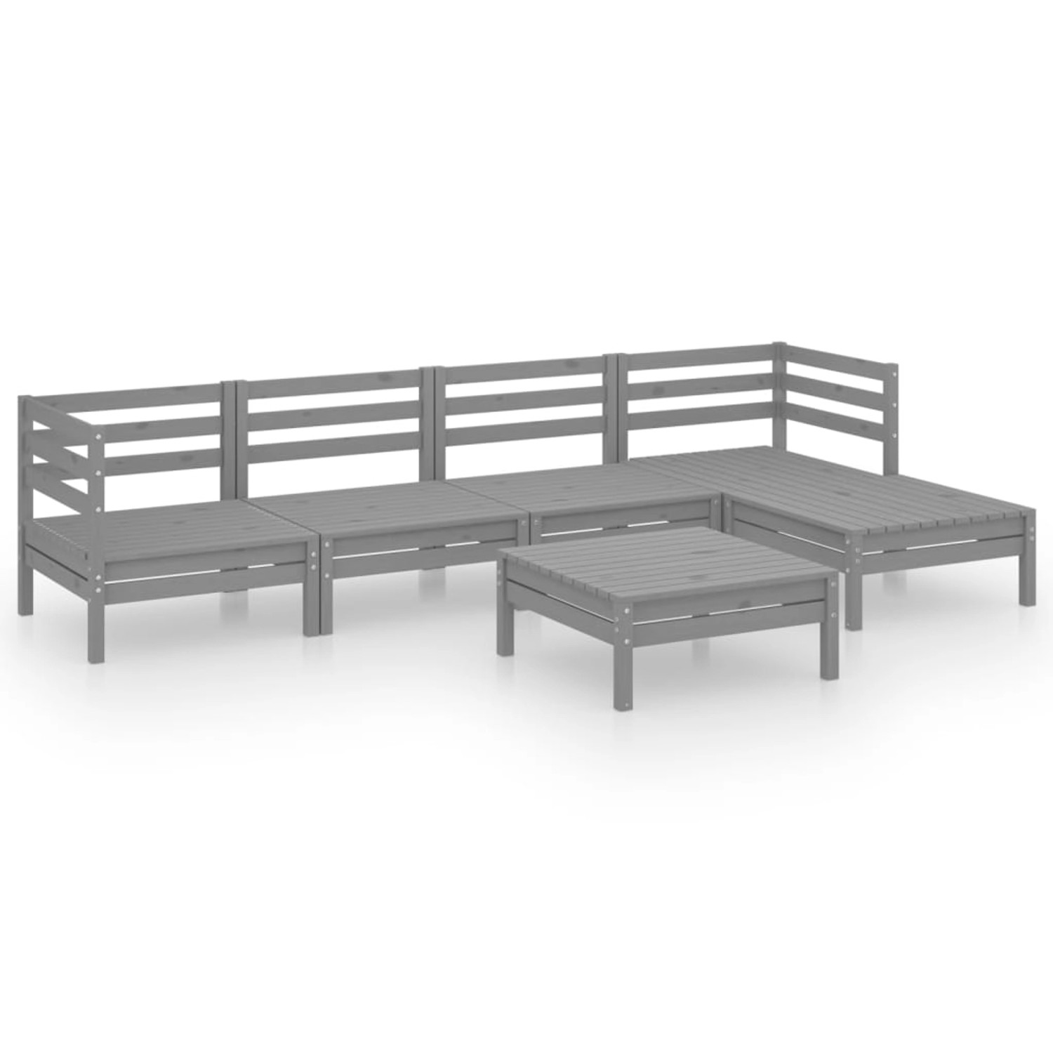 6-tlg. Garten-lounge-set Massivholz Kiefer Grau günstig online kaufen