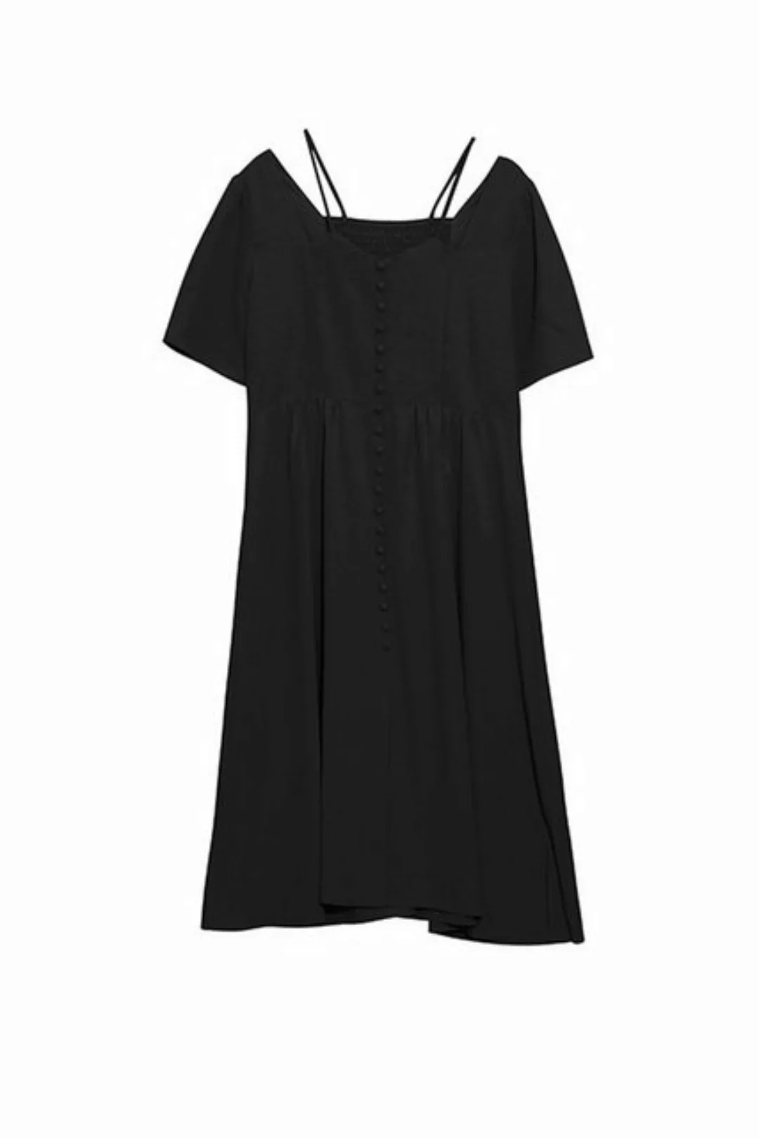ENIX Sommerkleid Damen Sommerkleid einfarbig Volantkleid Maxikleid A-Linien günstig online kaufen