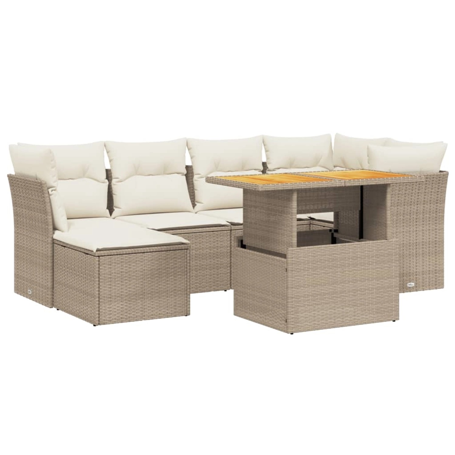 vidaXL 7-Tlg Garten-Sofagarnitur mit Kissen Beige Poly Rattan 3275480 günstig online kaufen