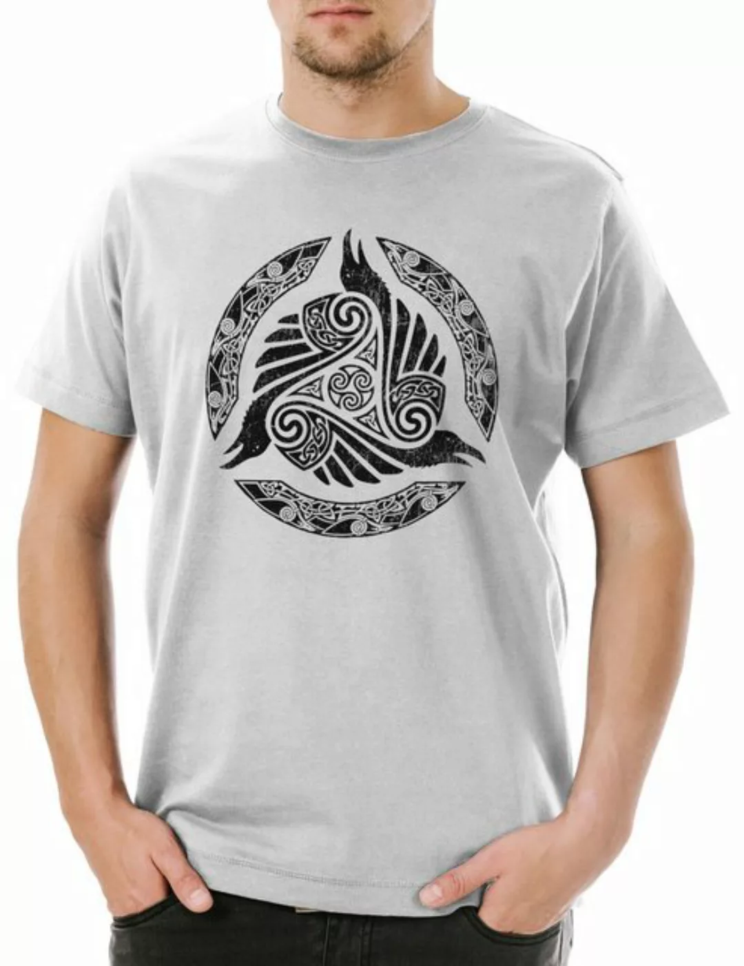 Urban Backwoods Print-Shirt Viking Raven Circle Herren T-Shirt Raben Hugin günstig online kaufen