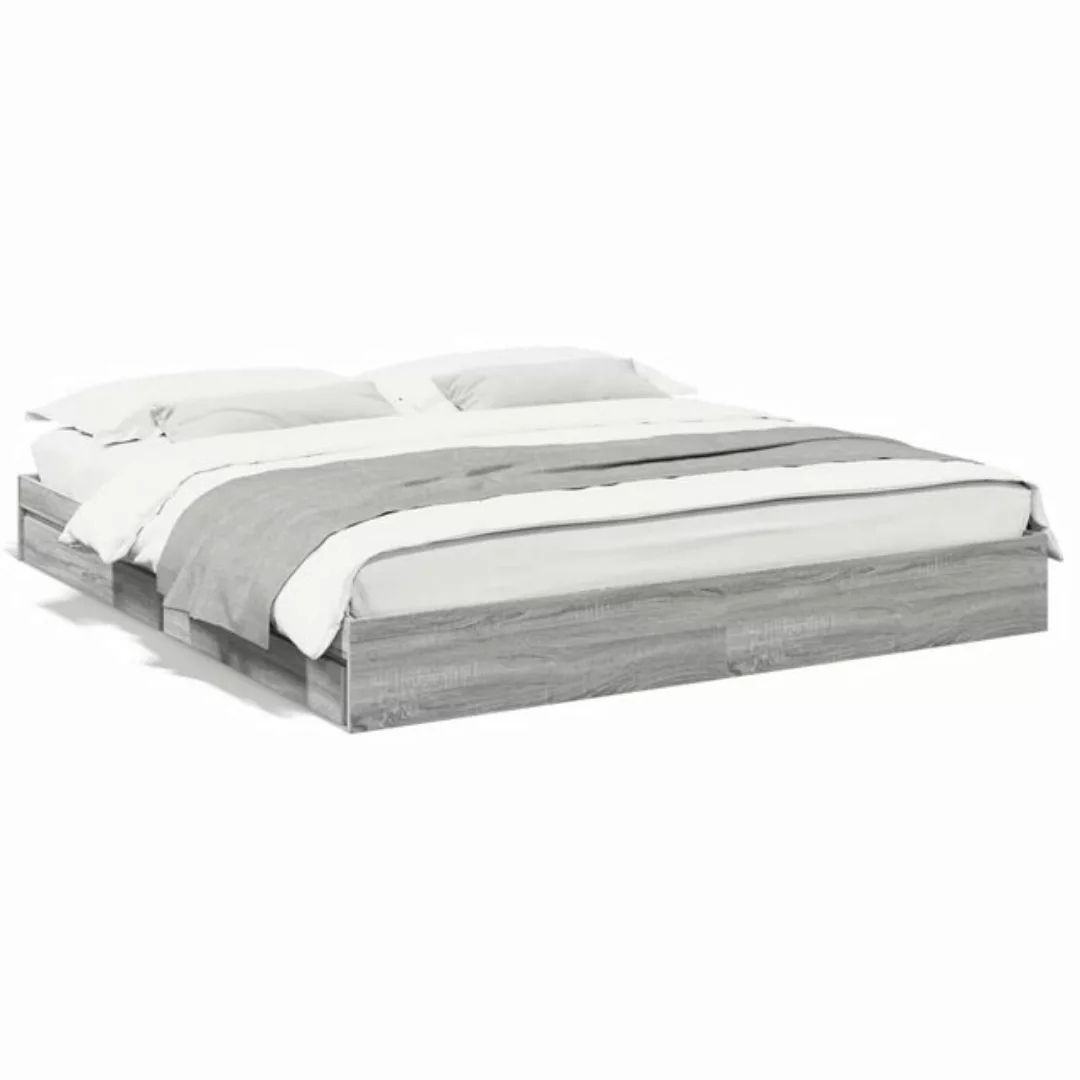 vidaXL Bett Bettgestell mit Schubladen Grau Sonoma 200x200cm Holzwerkstoff günstig online kaufen