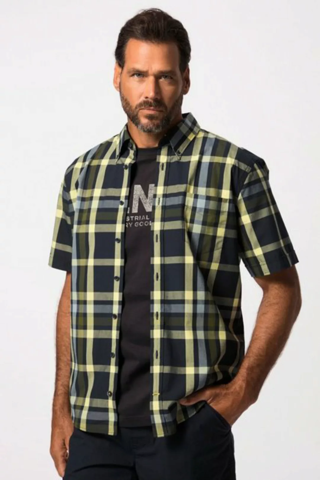 JP1880 Kurzarmhemd Karohemd Halbarm Buttondown-Kragen Modern Fit günstig online kaufen