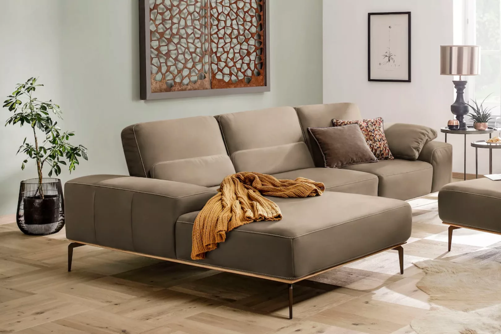 W.SCHILLIG Ecksofa run, mit Holzsockel, Füße in Bronze pulverbeschichtet, B günstig online kaufen