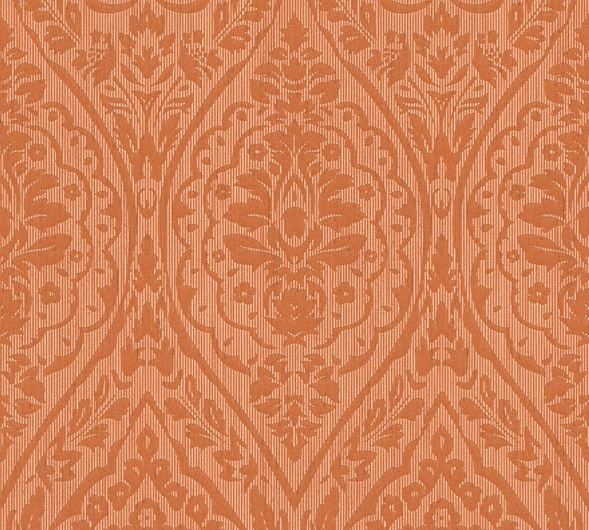 Bricoflor Ornament Tapete in Terracotta Florale Vliestapete mit Barock Must günstig online kaufen