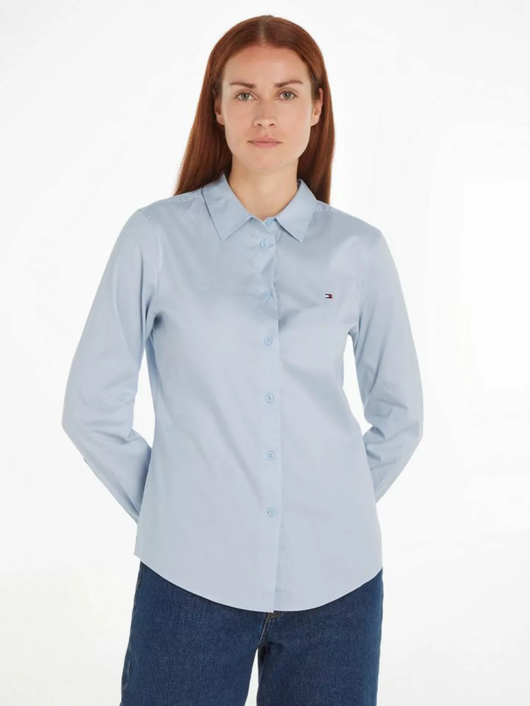 Tommy Hilfiger Hemdbluse STRETCH OXFORD REGULAR SHIRT mit Logostickerei günstig online kaufen