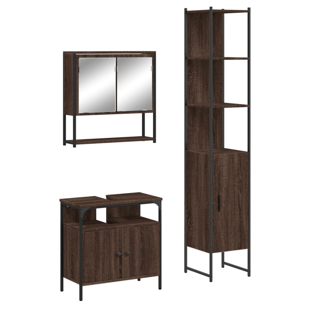 vidaXL Badezimmer-Set 3-tlg. Badmöbel-Set Braun Eichen-Optik günstig online kaufen