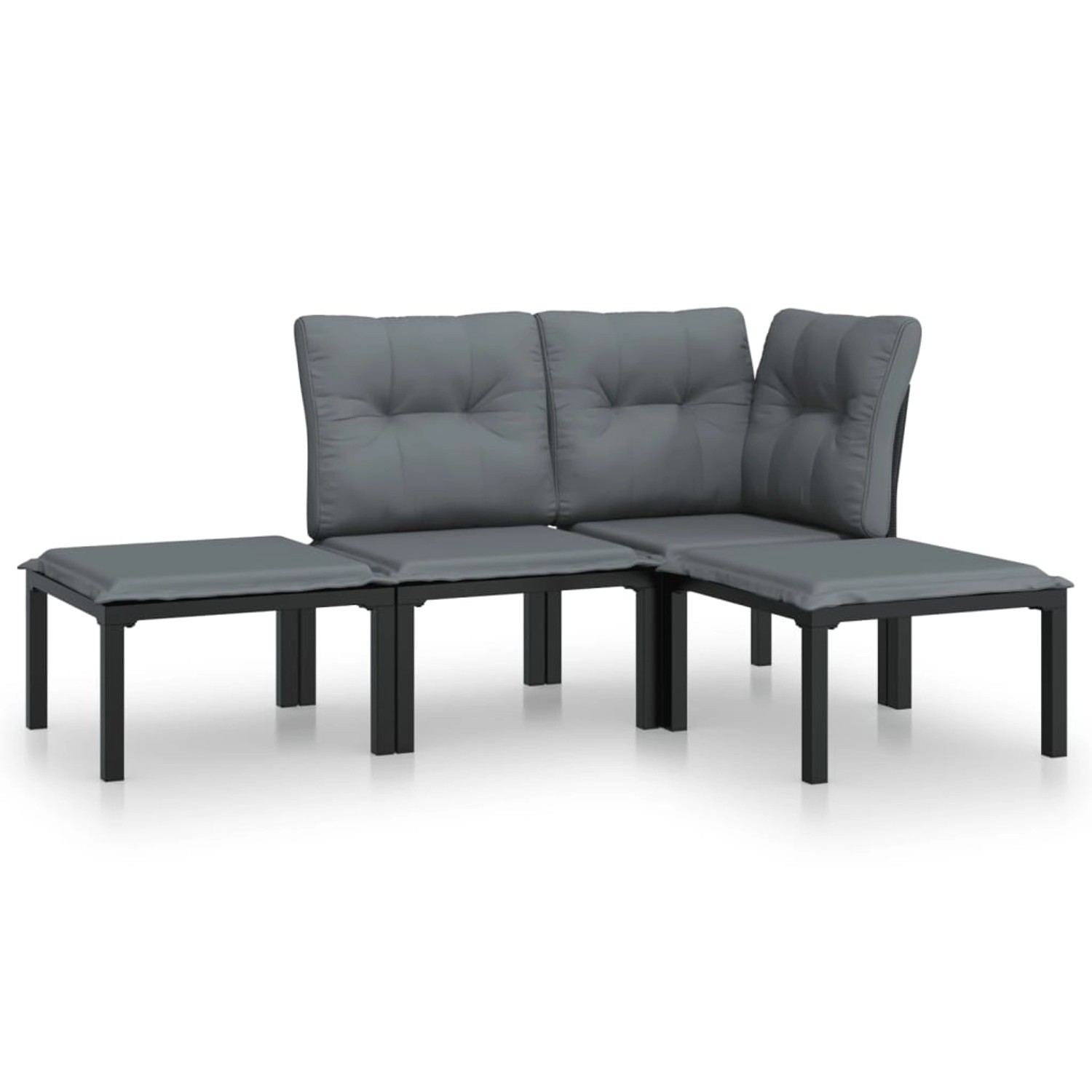 Vidaxl 4-tlg. Garten-lounge-set Schwarz Und Grau Poly Rattan günstig online kaufen