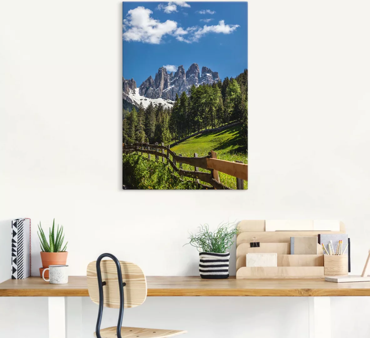 Artland Wandbild »Villnösstal mit Dolomiten, Südtirol«, Berge & Alpenbilder günstig online kaufen