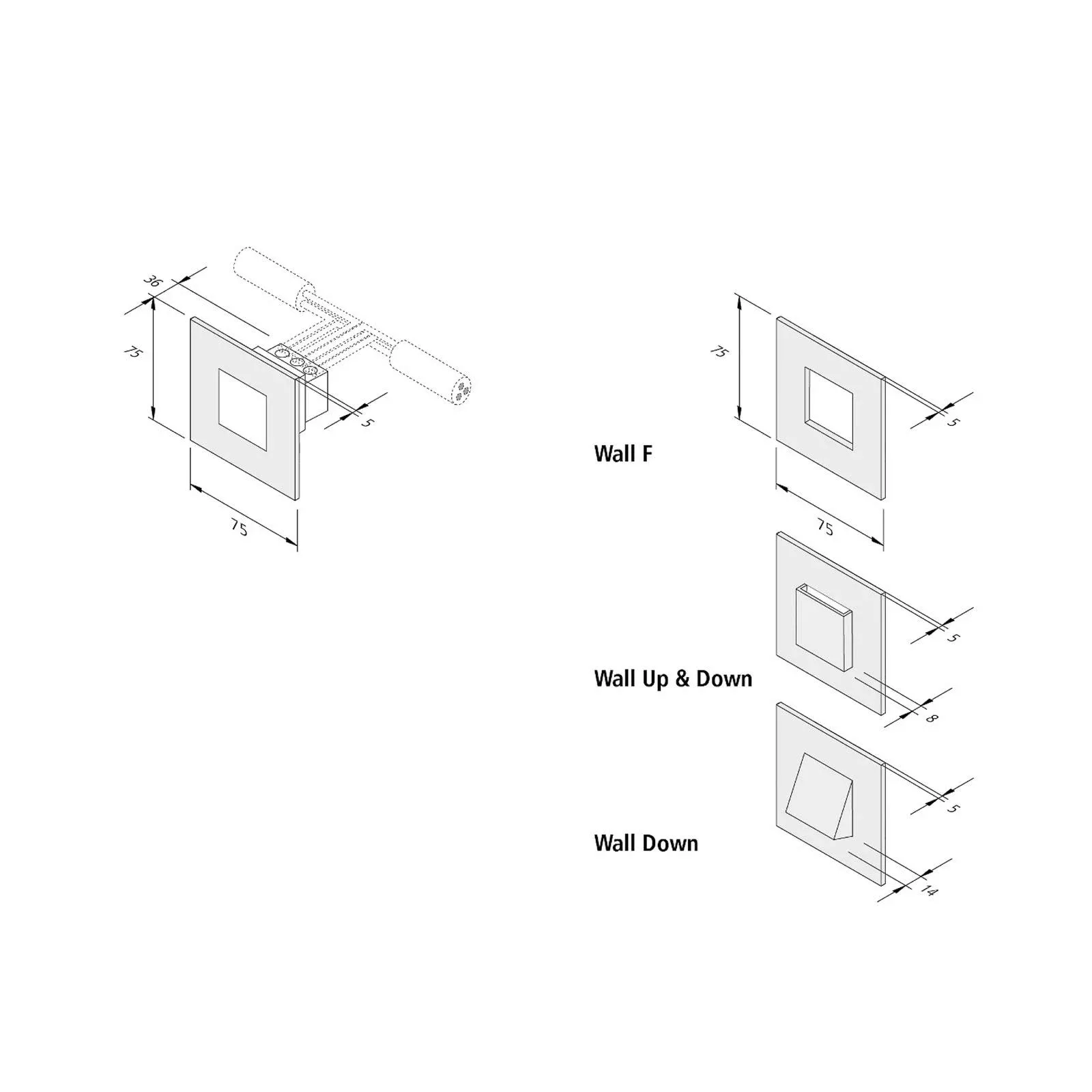 LED-Wandeinbauleuchte Wall F, schwarz, 7,5 x 7,5 cm, Blech günstig online kaufen