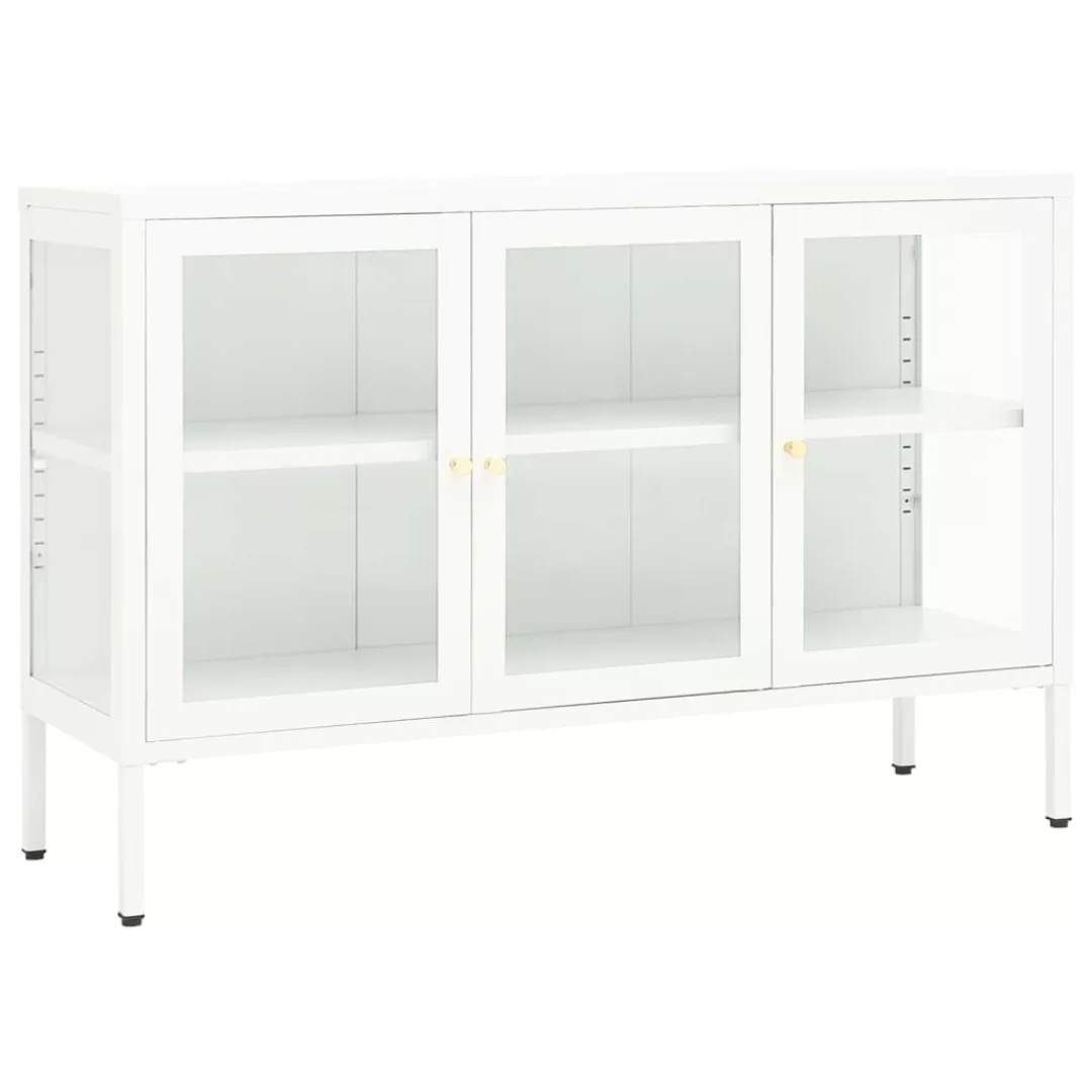 Sideboard Weiß 105x35x70 Cm Stahl Und Glas günstig online kaufen