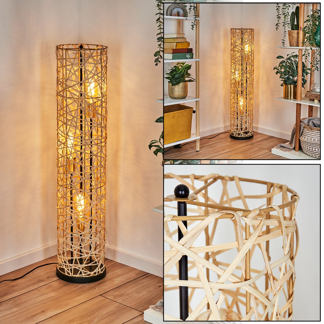 hofstein Stehlampe Stehlampe aus Metall/Bambus in günstig online kaufen