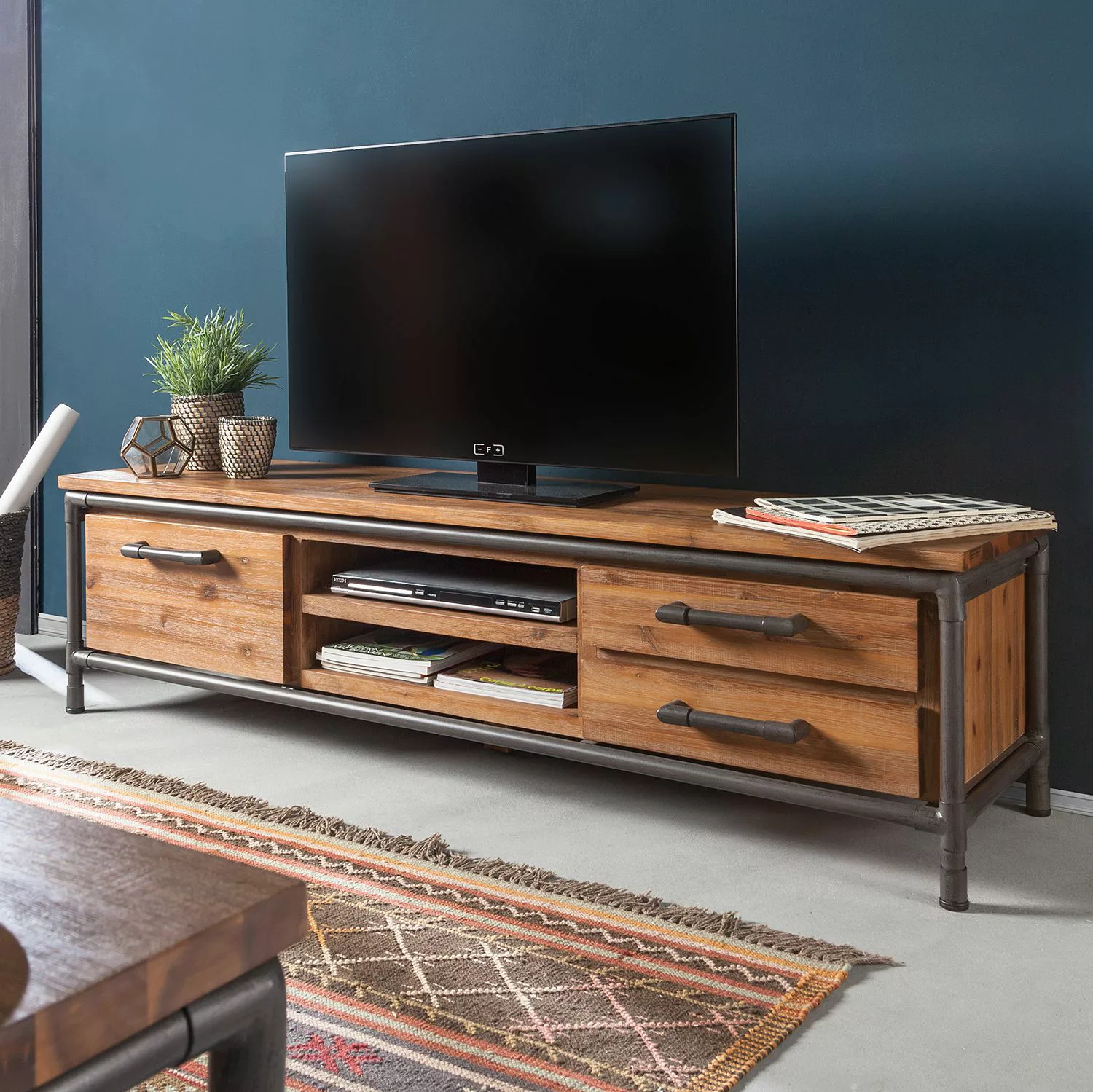 home24 ars manufacti TV-Lowboard Atelier I Braun/Anthrazit Massivholz Akazi günstig online kaufen