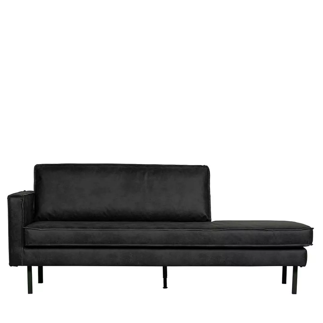 3er Sofa in Schwarz Recyclingleder Retro Design günstig online kaufen