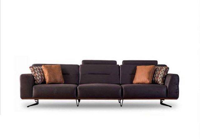 JVmoebel Sofa Dreisitzer Sofa 4 Sitzer Sofas Grau Kunstleder Wohnzimmer Lux günstig online kaufen