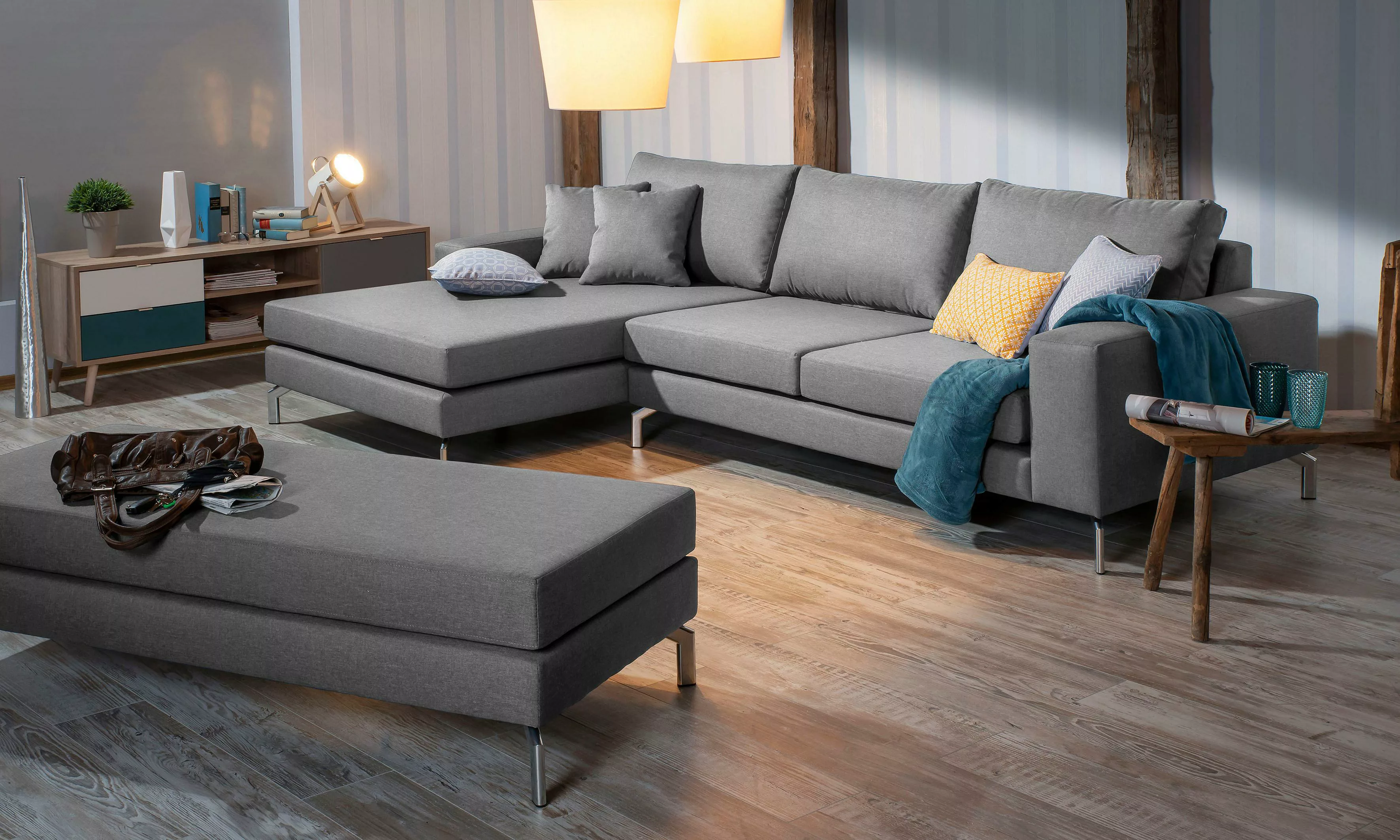 Max Winzer® Ecksofa »Flori«, (Spar-Set, Ecksofa und Hocker), mit abgewinkel günstig online kaufen