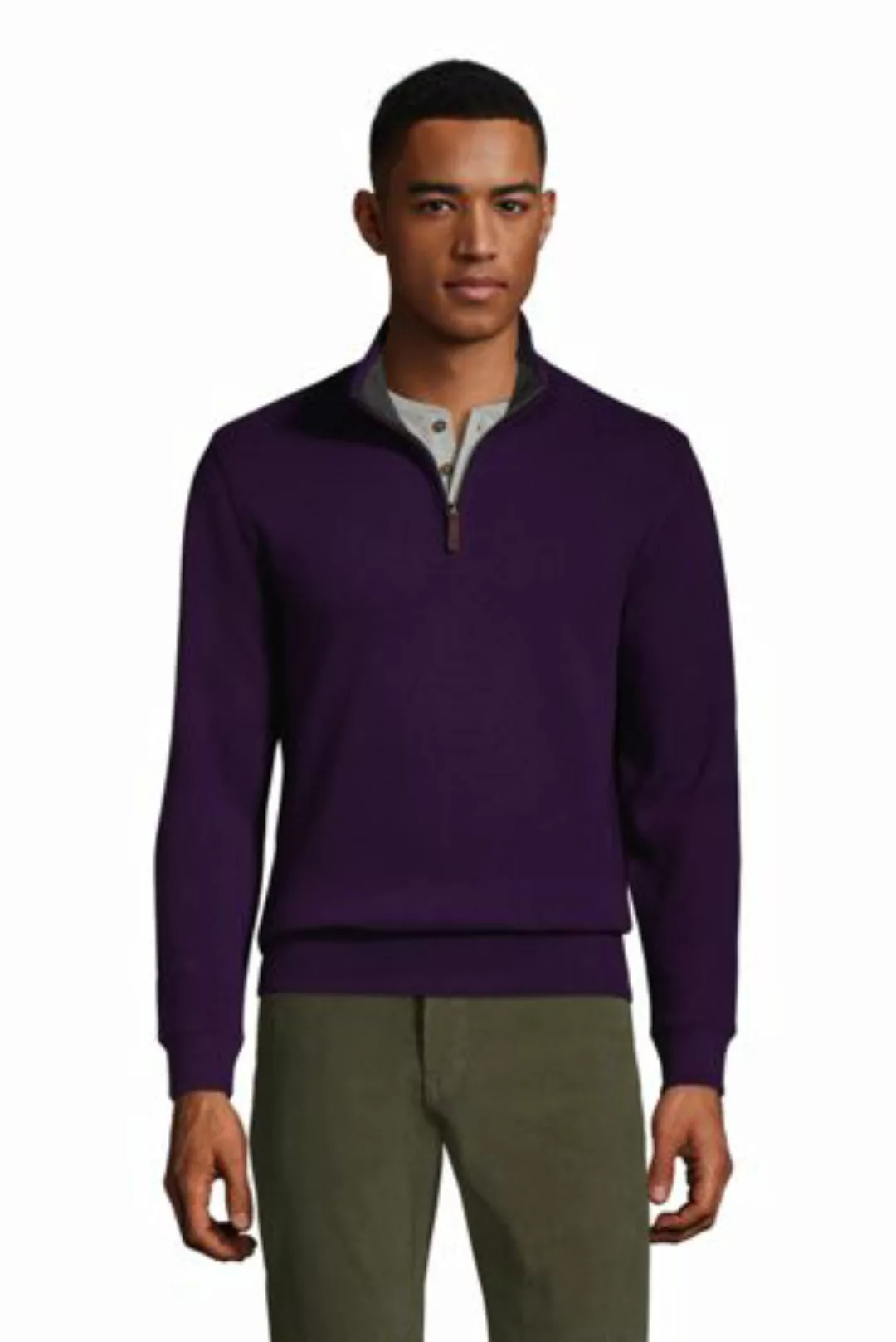 Zipper-Pullover aus Bedford-Ripp, Herren, Größe: XL Normal, Lila, Baumwolle günstig online kaufen