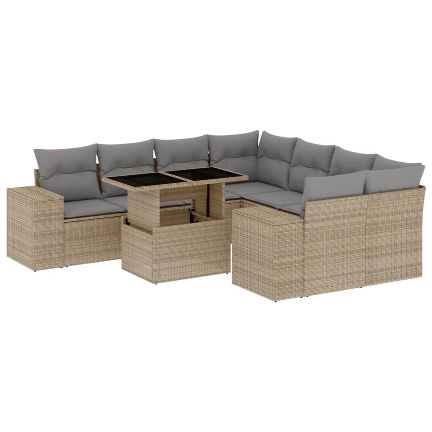 vidaXL 9-tlg Garten-Sofagarnitur mit Kissen Beige Poly Rattan Modell 249 günstig online kaufen